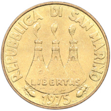 Монета 20 лир 1975 года Сан-Марино (реверс)