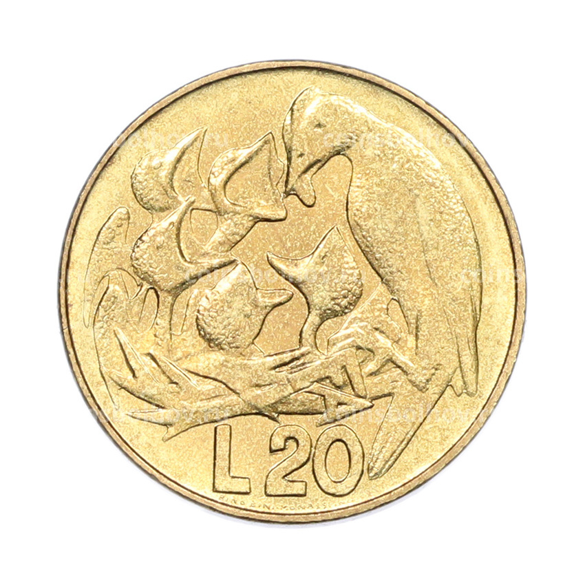 Монета 20 лир 1975 года Сан-Марино