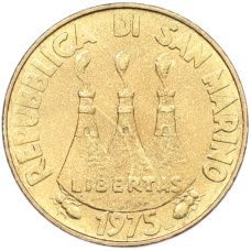 Монета 20 лир 1975 года Сан-Марино (реверс)