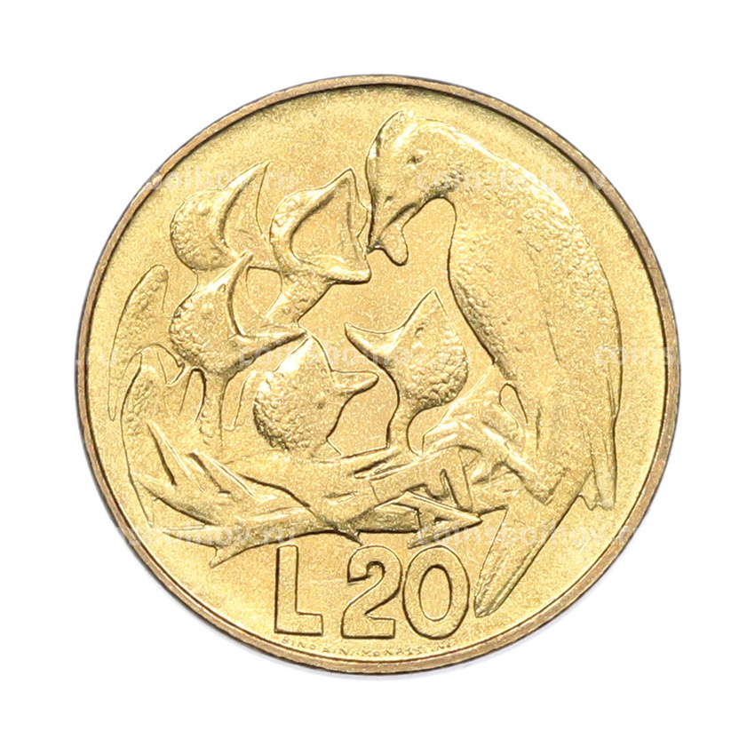Монета 20 лир 1975 года Сан-Марино