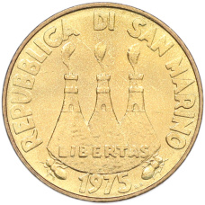 Монета 20 лир 1975 года Сан-Марино (реверс)