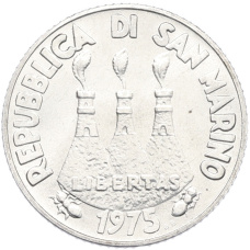 Монета 2 лиры 1975 года Сан-Марино (реверс)
