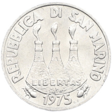 Монета 1 лира 1975 года Сан-Марино (реверс)