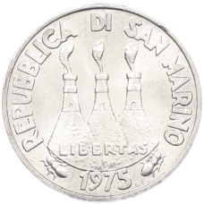 Монета 1 лира 1975 года Сан-Марино (реверс)