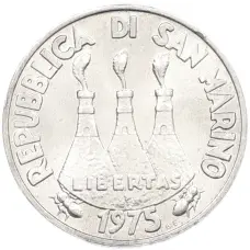 Монета 1 лира 1975 года Сан-Марино (реверс)