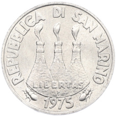 Монета 1 лира 1975 года Сан-Марино (реверс)