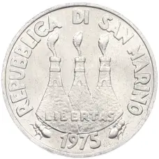 Монета 1 лира 1975 года Сан-Марино (реверс)