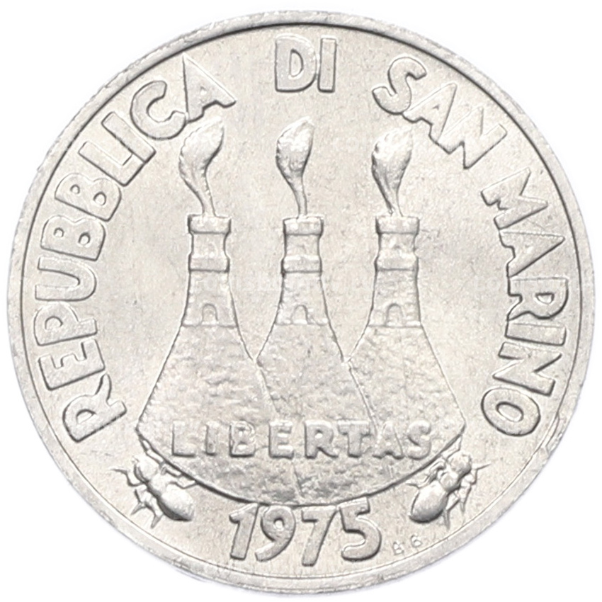 Монета 1 лира 1975 года Сан-Марино (вид 2)
