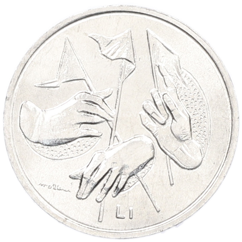 Монета 1 лира 1976 года Сан-Марино