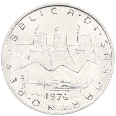 Монета 1 лира 1976 года Сан-Марино (реверс)