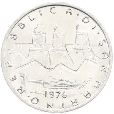 Монета 1 лира 1976 года Сан-Марино (реверс)