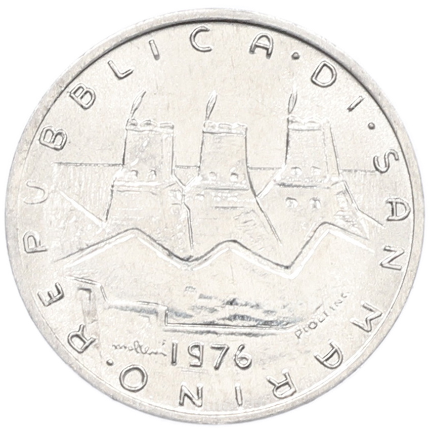 Монета 1 лира 1976 года Сан-Марино (вид 2)