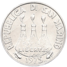 Монета 5 лир 1975 года Сан-Марино (реверс)