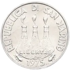 Монета 5 лир 1975 года Сан-Марино (реверс)