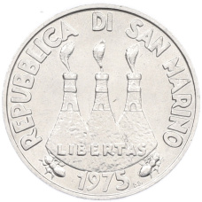 Монета 5 лир 1975 года Сан-Марино (реверс)