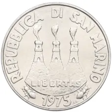 Монета 10 лир 1975 года Сан-Марино (реверс)
