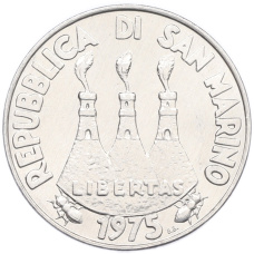 Монета 10 лир 1975 года Сан-Марино (реверс)