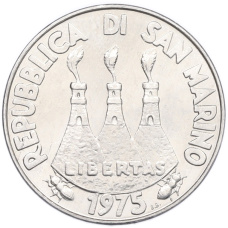 Монета 10 лир 1975 года Сан-Марино (реверс)