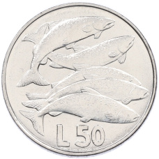 Монета 50 лир 1975 года Сан-Марино (аверс)