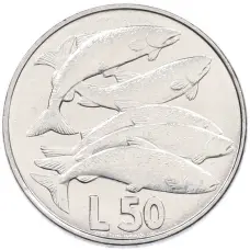 Монета 50 лир 1975 года Сан-Марино (аверс)