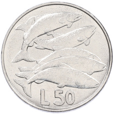 Монета 50 лир 1975 года Сан-Марино (аверс)