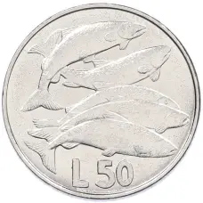 Монета 50 лир 1975 года Сан-Марино (аверс)