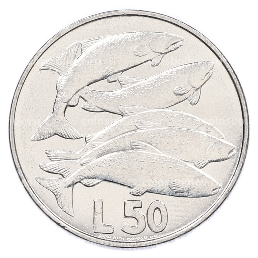 Монета 50 лир 1975 года Сан-Марино