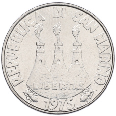 Монета 100 лир 1975 года Сан-Марино (реверс)