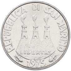 Монета 100 лир 1975 года Сан-Марино (реверс)