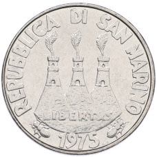 Монета 100 лир 1975 года Сан-Марино (реверс)