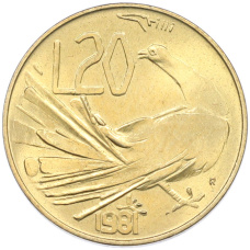Монета 20 лир 1981 года Сан-Марино (аверс)