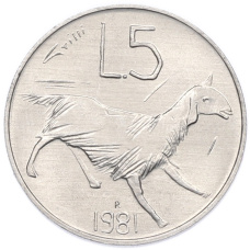 Монета 5 лир 1981 года Сан-Марино (аверс)