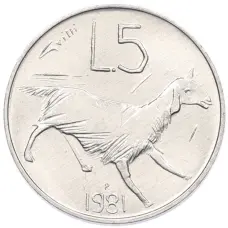 Монета 5 лир 1981 года Сан-Марино (аверс)