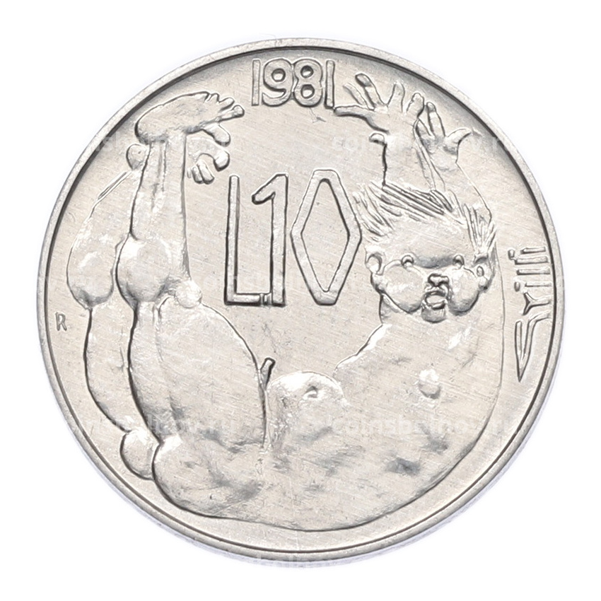 Монета 10 лир 1981 года Сан-Марино