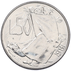 Монета 50 лир 1981 года Сан-Марино (аверс)