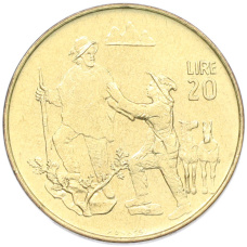 Монета 20 лир 1972 года Сан-Марино (аверс)