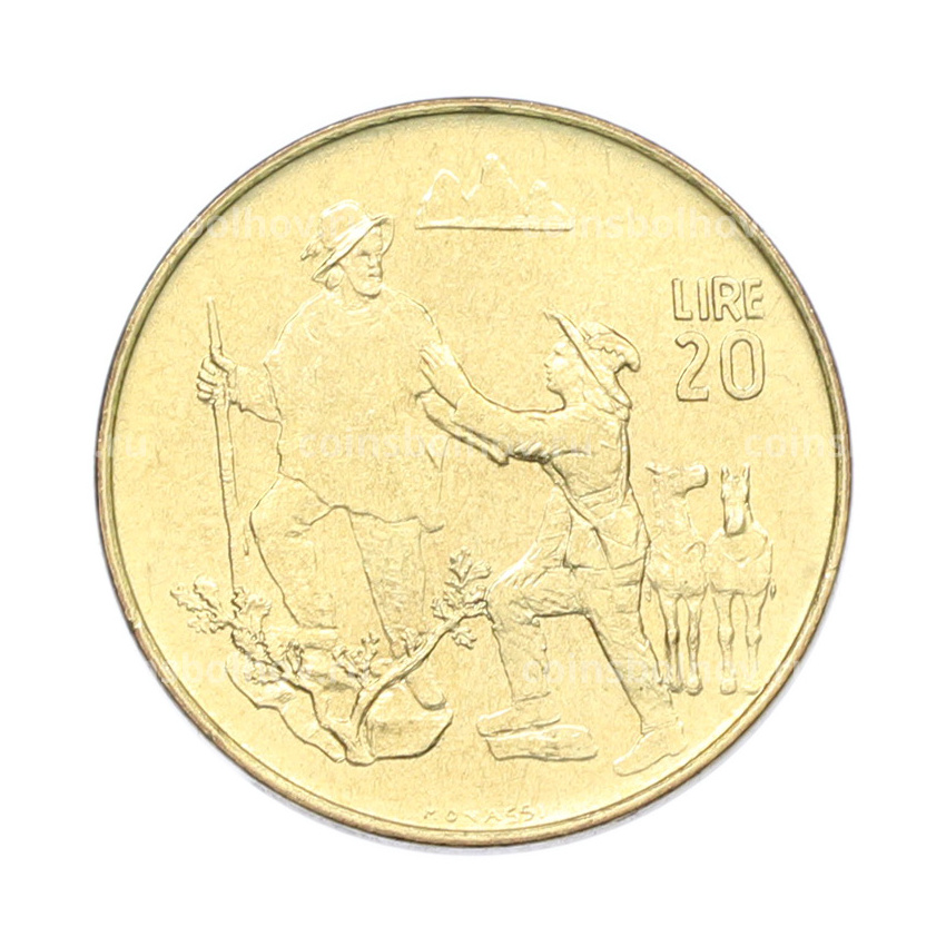 Монета 20 лир 1972 года Сан-Марино