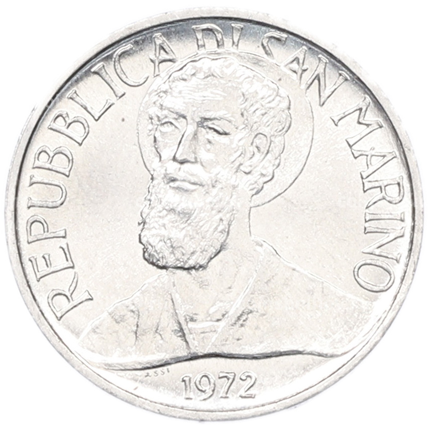 Монета 1 лира 1972 года Сан-Марино