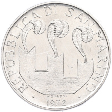 Монета 10 лир 1972 года Сан-Марино (реверс)