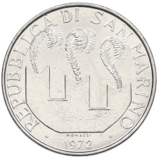 Монета 50 лир 1972 года Сан-Марино (реверс)