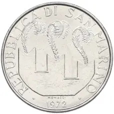 Монета 50 лир 1972 года Сан-Марино (реверс)