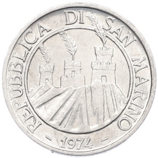 Монета 1 лира 1974 года Сан-Марино (реверс)