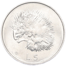Монета 5 лир 1974 года Сан-Марино (аверс)