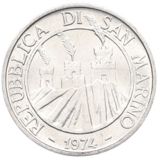 Монета 5 лир 1974 года Сан-Марино (реверс)