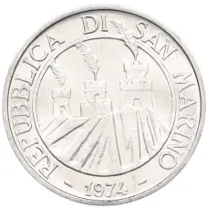 Монета 5 лир 1974 года Сан-Марино (реверс)