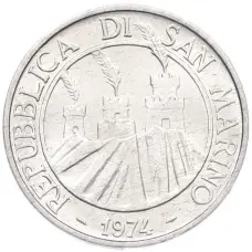 Монета 5 лир 1974 года Сан-Марино (реверс)