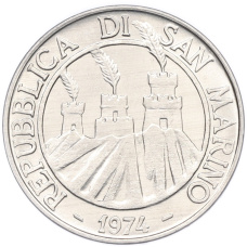 Монета 10 лир 1974 года Сан-Марино (реверс)
