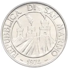 Монета 10 лир 1974 года Сан-Марино (реверс)