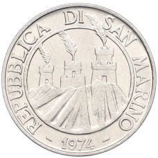 Монета 10 лир 1974 года Сан-Марино (реверс)