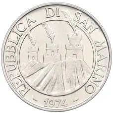 Монета 10 лир 1974 года Сан-Марино (реверс)